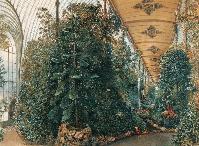 Framed Print : Interior of the Palm House of Lednice Palace. Artist: Alt, Rudolf von (1812-1905) Framed Print : Interior of the Palm House of Lednice Palace. Artist: Alt, Rudolf von (1812-1905)