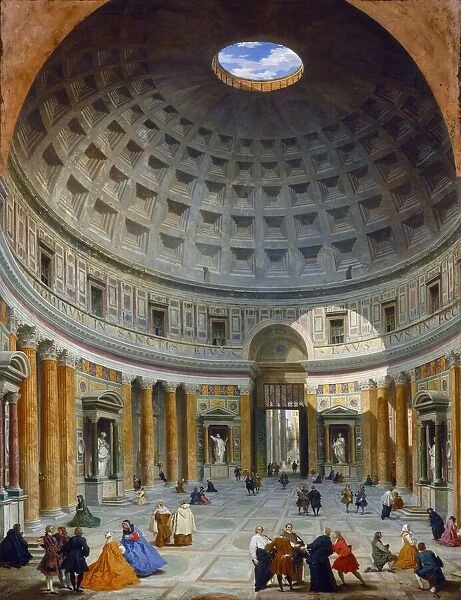 Interior of the Pantheon, Rome, c. 1734. Creator: Giovanni Paolo Panini
