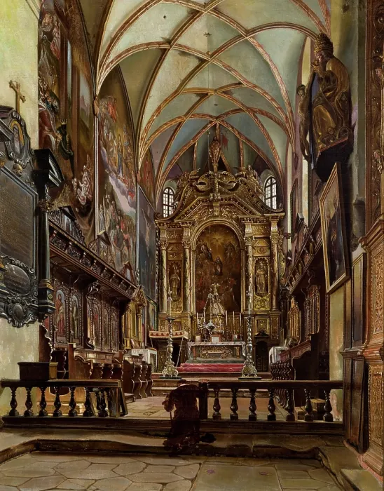 Framed Print : Interior of the Parish Church in Krosno, 1877. Creator: Aleksander Gryglewski Framed Print : Interior of the Parish Church in Krosno, 1877. Creator: Aleksander Gryglewski