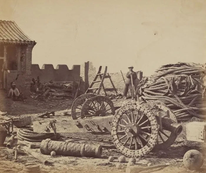 Framed Print : Interior of Pehtang Fort Showing the Magazine and Wooden Gun, August 1, 1860, 1860 Framed Print : Interior of Pehtang Fort Showing the Magazine and Wooden Gun, August 1, 1860, 1860
