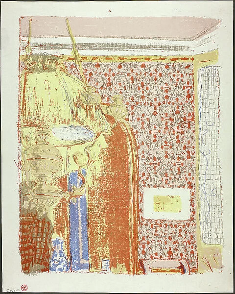 Interior with Pink Wallpaper II, plate six from Landscapes and Interiors, 1899. Creator: Edouard Vuillard