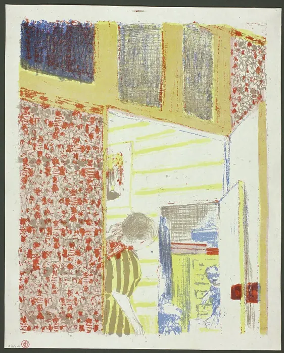 Framed Print : Interior with Pink Wallpaper III, plate seven from Landscapes and Interiors, 1899. Creator: Edouard Vuillard Framed Print : Interior with Pink Wallpaper III, plate seven from Landscapes and Interiors, 1899. Creator: Edouard Vuillard
