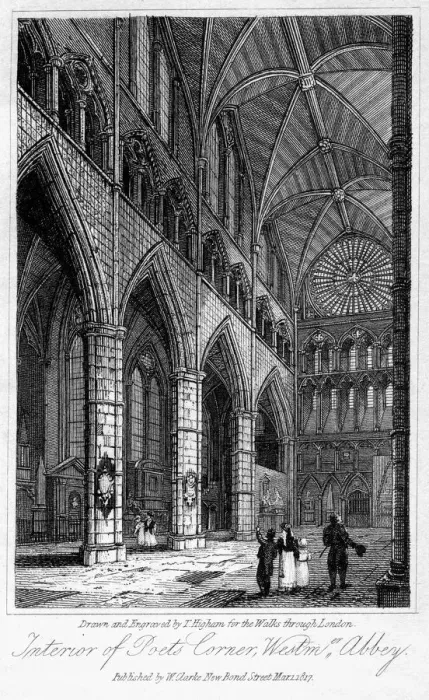 Framed Print : Interior of Poets Corner, Westminster Abbey, London, 1817. Artist: Thomas Higham Framed Print : Interior of Poets Corner, Westminster Abbey, London, 1817. Artist: Thomas Higham
