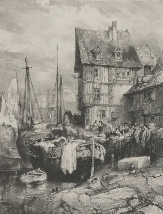 Framed Print : Interior of a Port, 1833. 1833. Creator: Eugene Isabey Framed Print : Interior of a Port, 1833. 1833. Creator: Eugene Isabey