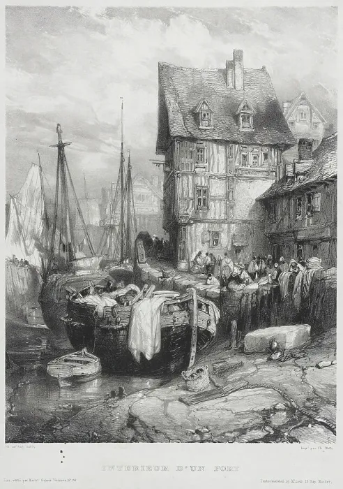 Framed Print : Interior of a Port, 1833. Creators: Thomas McLean, Eugene Isabey Framed Print : Interior of a Port, 1833. Creators: Thomas McLean, Eugene Isabey