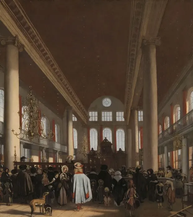 Framed Print : Interior of the Portuguese Synagogue in Amsterdam, 1680. Creator: Emanuel de Witte