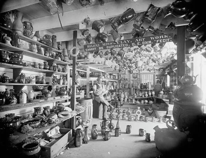 Framed Print : Interior of pottery, Biloxi, Miss. c1901. Creator: Unknown Framed Print : Interior of pottery, Biloxi, Miss. c1901. Creator: Unknown