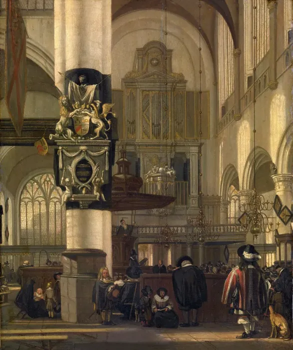 Framed Print : Interior of the Protestant Church, mid-late 17th century. Creator: Emanuel de Witte Framed Print : Interior of the Protestant Church, mid-late 17th century. Creator: Emanuel de Witte