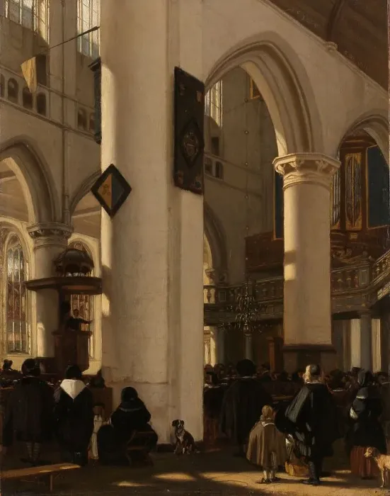 Framed Print : Interior of a Protestant, Gothic Church during a Service, 1669. Creator: Emanuel de Witte Framed Print : Interior of a Protestant, Gothic Church during a Service, 1669. Creator: Emanuel de Witte
