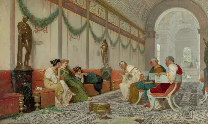 Framed Print : Interior of Roman Building with Figures, late 19th century. Creator: Ettore Forti Framed Print : Interior of Roman Building with Figures, late 19th century. Creator: Ettore Forti