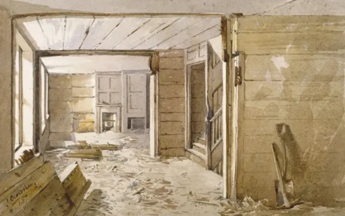 Framed Print : Interior of the room next to the White Lyon Prison, Borough High Street, Southwark, London, 1887 Framed Print : Interior of the room next to the White Lyon Prison, Borough High Street, Southwark, London, 1887