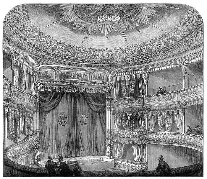 Framed Print : Interior of the Royal Court Theatre, Sloane-Square, 1871. Creator: Unknown Framed Print : Interior of the Royal Court Theatre, Sloane-Square, 1871. Creator: Unknown