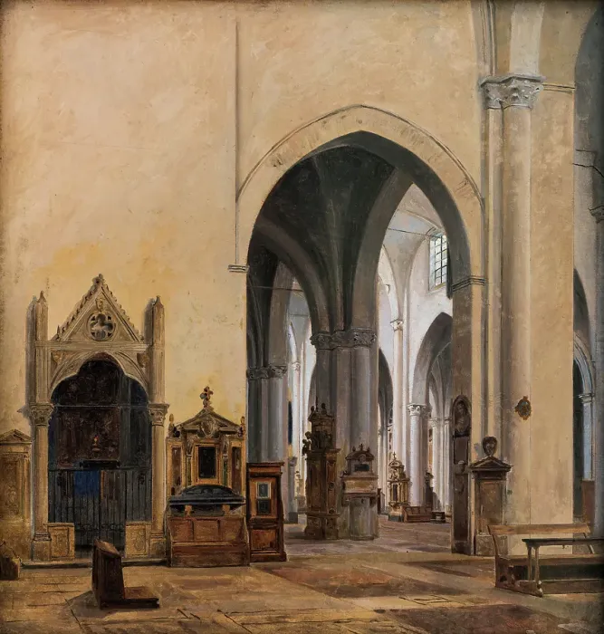 Framed Print : The interior of S. Maria sopra Minerva in Rome, 1839. Creator: Constantin Hansen Framed Print : The interior of S. Maria sopra Minerva in Rome, 1839. Creator: Constantin Hansen