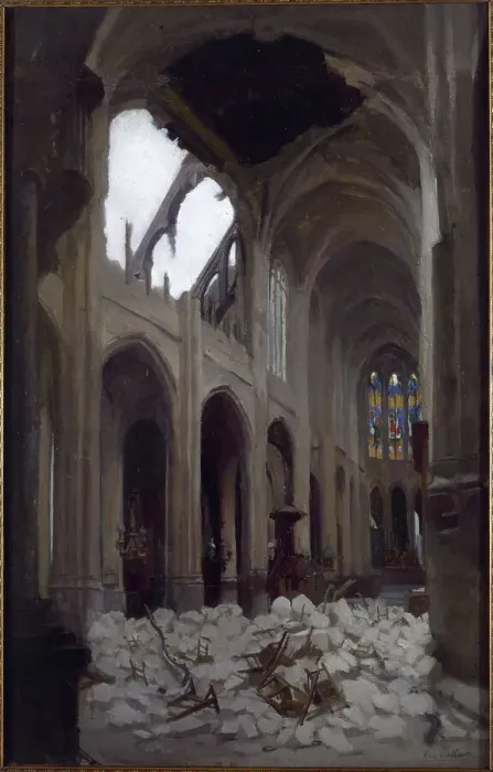 Framed Print : Interior of Saint-Gervais church, after the bombing of Good Friday, March 29, 1918. Creator: Alice Mallaivre Framed Print : Interior of Saint-Gervais church, after the bombing of Good Friday, March 29, 1918. Creator: Alice Mallaivre
