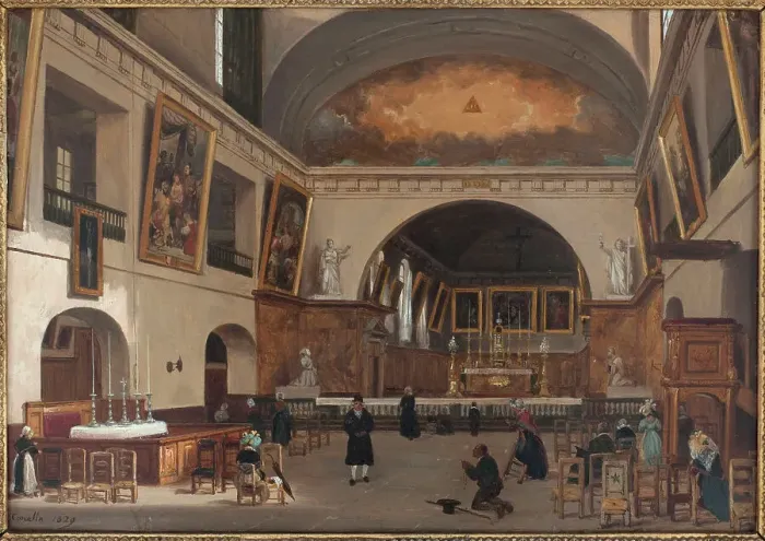 Framed Print : Interior of Saint-Jean-Saint-Francois church, 1829. Creator: Giuseppe Canella Framed Print : Interior of Saint-Jean-Saint-Francois church, 1829. Creator: Giuseppe Canella