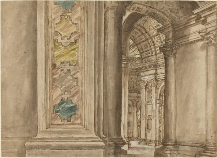 Framed Print : The Interior of Saint Peter s, Rome, first quarter 17th century. Creator: Unknown Framed Print : The Interior of Saint Peter s, Rome, first quarter 17th century. Creator: Unknown