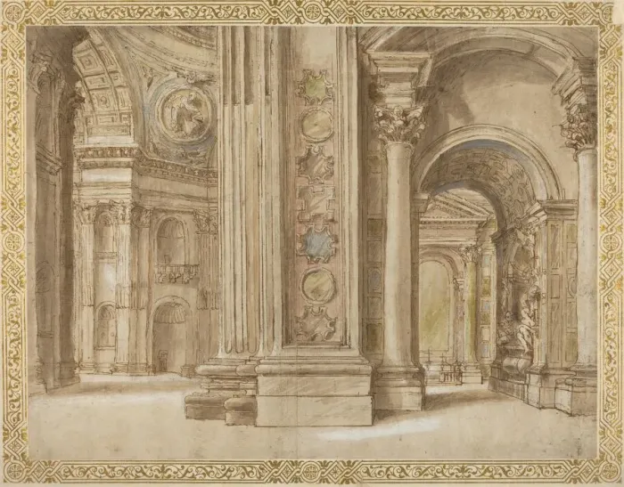 Framed Print : The Interior of Saint Peter s, Rome, first quarter 17th century. Creator: Unknown Framed Print : The Interior of Saint Peter s, Rome, first quarter 17th century. Creator: Unknown
