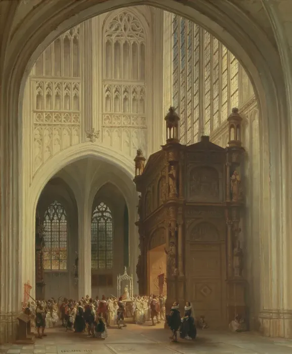 Framed Print : Interior of the Saint Peter's Church in Louvain, 1846. Creator: Jules Victor Genisson Framed Print : Interior of the Saint Peter's Church in Louvain, 1846. Creator: Jules Victor Genisson