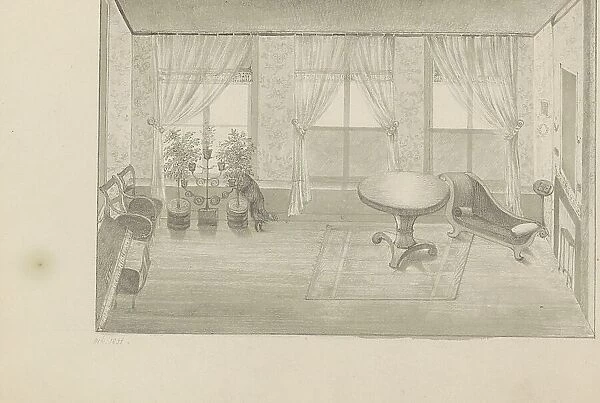 Interior of a salon, 1838. Creator: Anon