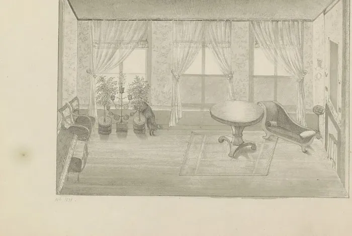 Framed Print : Interior of a salon, 1838. Creator: Anon Framed Print : Interior of a salon, 1838. Creator: Anon