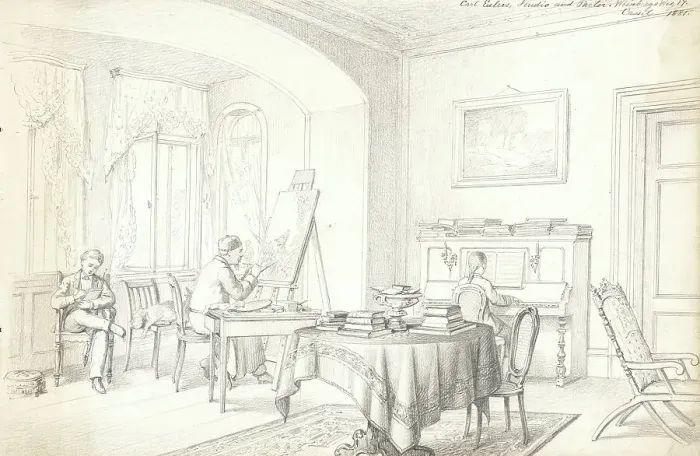 Framed Print : Interior Scene, 1881. Creator: Charles Christian Nahl Framed Print : Interior Scene, 1881. Creator: Charles Christian Nahl