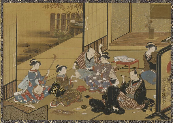 Interior scene of a party with geisha and clients, 1735-1814