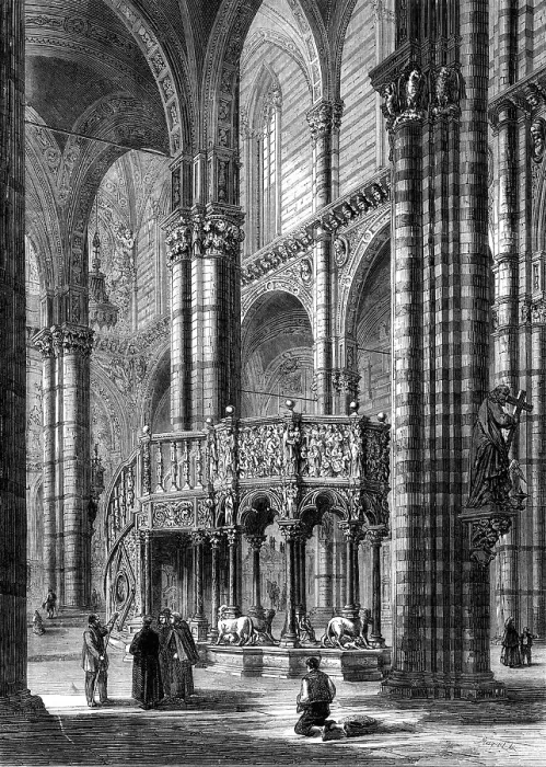 Framed Print : Interior of Sienna Cathedral - the octagon pulpit of white marble, 1860. Creator: Unknown Framed Print : Interior of Sienna Cathedral - the octagon pulpit of white marble, 1860. Creator: Unknown