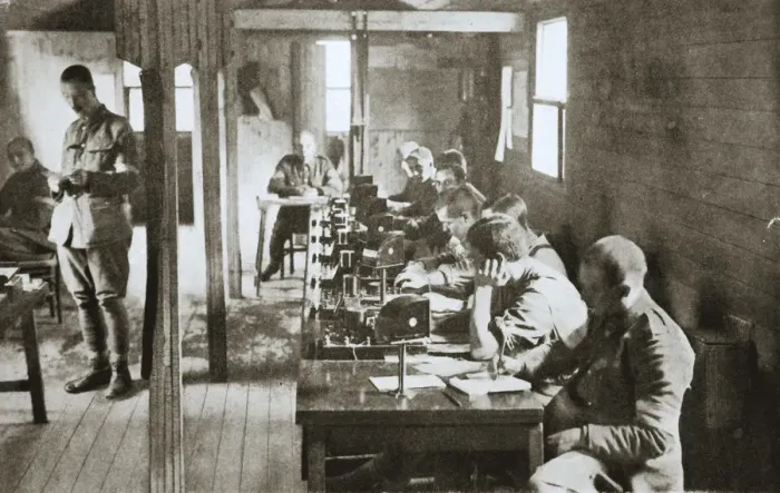 Framed Print : Interior of a signal exchange during the Battle of the Somme, France, World War I, 1916 Framed Print : Interior of a signal exchange during the Battle of the Somme, France, World War I, 1916