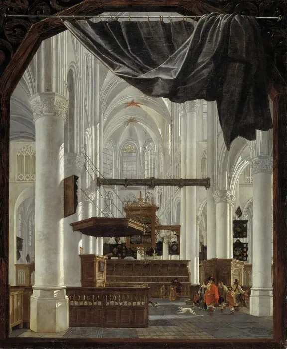Framed Print : Interior of Sint Gertrudiskerk in Bergen op Zoom, 1655. Creator: Gerard Houckgeest Framed Print : Interior of Sint Gertrudiskerk in Bergen op Zoom, 1655. Creator: Gerard Houckgeest