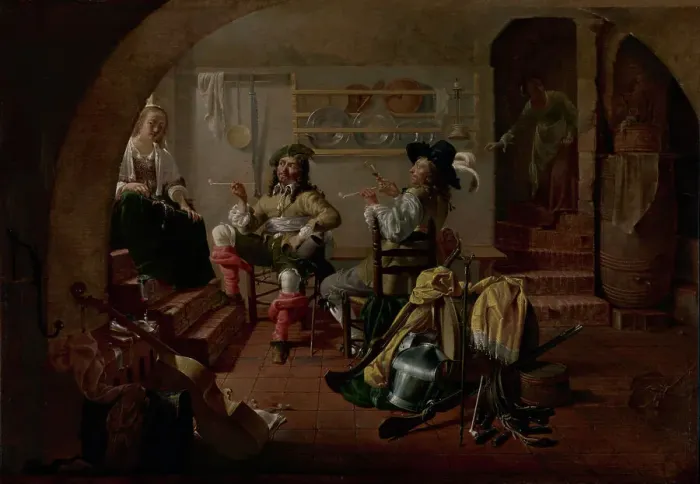 Framed Print : Interior with Soldiers and Women, about 1650. Creator: Jacob Duck Framed Print : Interior with Soldiers and Women, about 1650. Creator: Jacob Duck