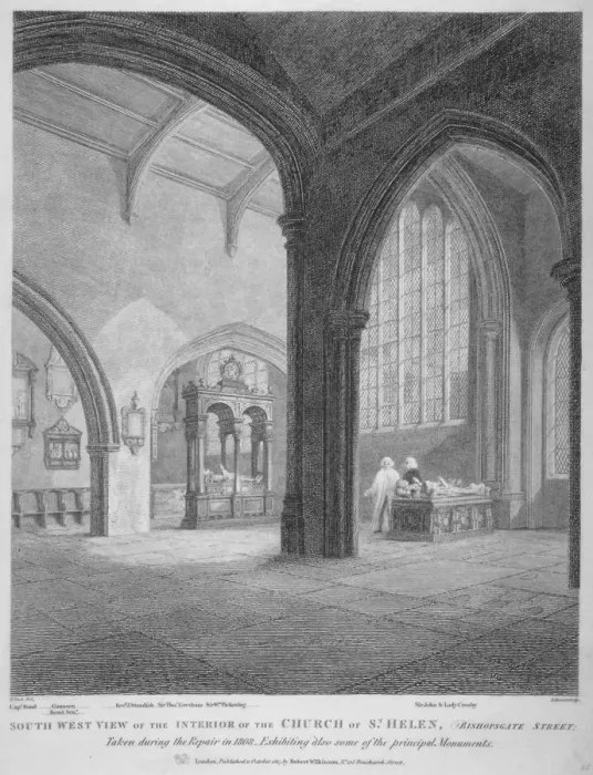 Framed Print : Interior south-west view of the Church of St Helen, Bishopsgate, City of London, 1817 Framed Print : Interior south-west view of the Church of St Helen, Bishopsgate, City of London, 1817