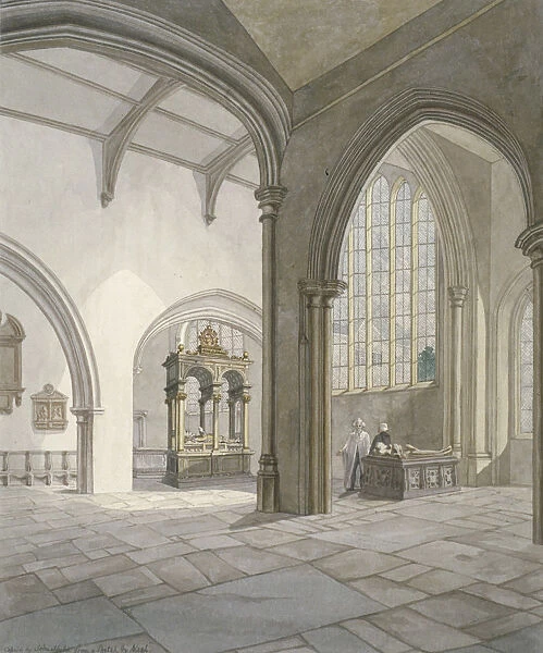 Interior south-west view of the Church of St Helen, Bishopsgate, City of London, 1820