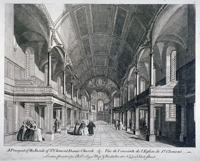 Framed Print : Interior of St Clement Danes Church, Westminster, London, 1751 Framed Print : Interior of St Clement Danes Church, Westminster, London, 1751