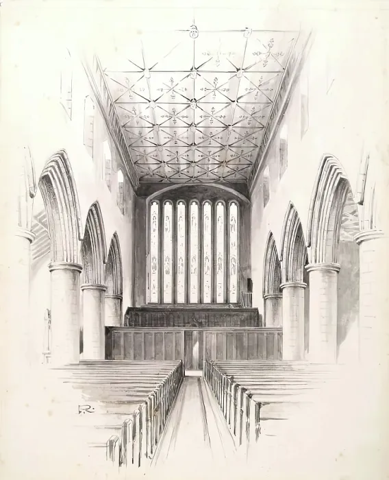 Framed Print : Interior of St Machar's Cathedral-illustration for 'The Heraldic Ceiling of St Machar's... 1888 Framed Print : Interior of St Machar's Cathedral-illustration for 'The Heraldic Ceiling of St Machar's... 1888