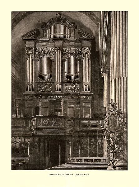 Interior of St. Magnus Looking West, mid-late 19th century. Creator: Unknown