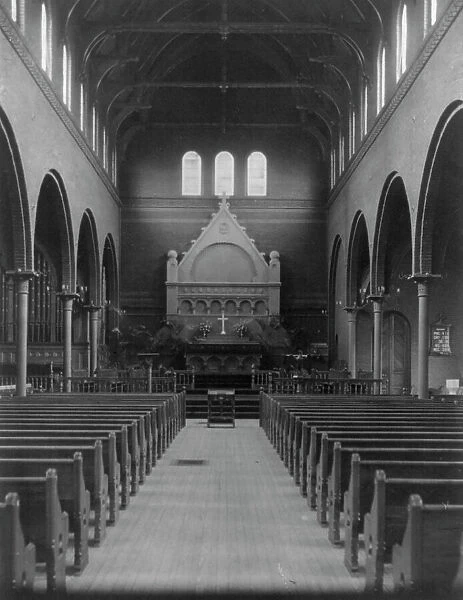 Interior of St. Marks church, Washington, D.C. - view down center aisle toward altar, c1900. Creator: Frances Benjamin Johnston