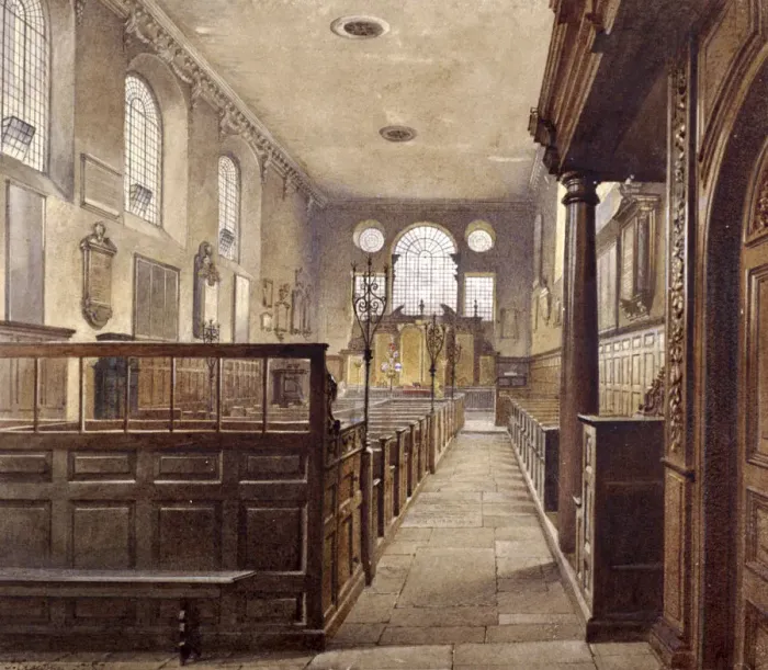 Framed Print : Interior of St Olave Jewry, London, 1887. Artist: John Crowther Framed Print : Interior of St Olave Jewry, London, 1887. Artist: John Crowther