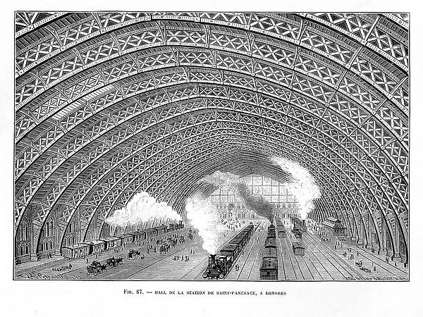 Interior of St Pancras Railway Station, London, 1865