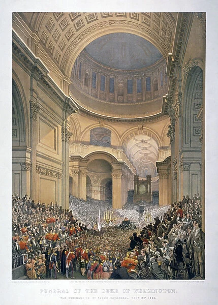 Interior of St Pauls Cathedral during the funeral of the Duke of Wellington, London, 1852 (1853)