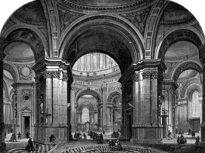 Framed Print : Interior of St Pauls Cathedral, London, second design, 17th century (1882) Framed Print : Interior of St Pauls Cathedral, London, second design, 17th century (1882)