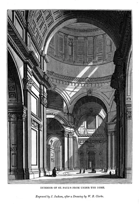Framed Print : Interior of St Pauls from under the dome, 1843. Artist: J Jackson