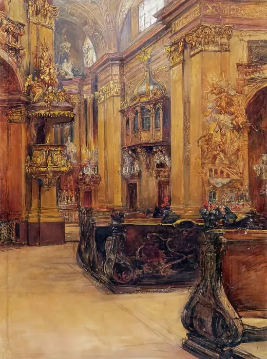 Framed Print : The interior of St. Peter's Church in Vienna, c1900. Creator: Alfred Edler von Pflugl Framed Print : The interior of St. Peter's Church in Vienna, c1900. Creator: Alfred Edler von Pflugl