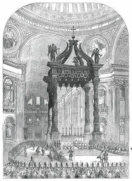 Interior of St. Peter's - the Pope at the Grand Altar, 1850. Creator: Unknown