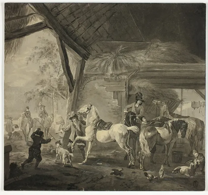 Framed Print : Interior of a Stable, n.d. Creator: Philip Wouverman Framed Print : Interior of a Stable, n.d. Creator: Philip Wouverman