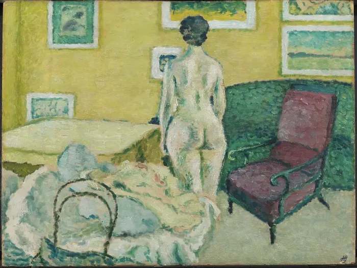 Framed Print : Interior with Standing Nude, 1908. Creator: Harald Giersing Framed Print : Interior with Standing Nude, 1908. Creator: Harald Giersing