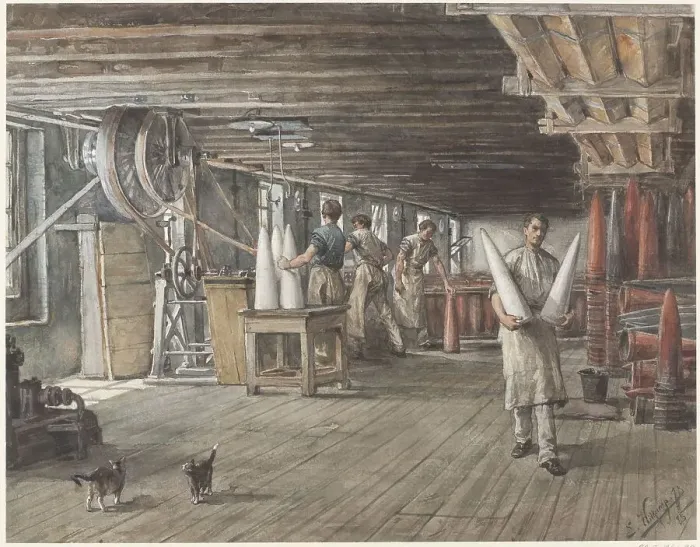 Framed Print : Interior of the sugar factory of the Vom Rath company, 1885. Creator: Ernst Witkamp Framed Print : Interior of the sugar factory of the Vom Rath company, 1885. Creator: Ernst Witkamp