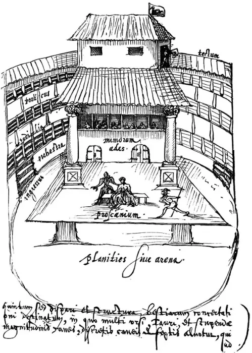 Framed Print : Interior of the Swan Theatre, Bankside, London, 1596. Artist: Aernout van Buchel Framed Print : Interior of the Swan Theatre, Bankside, London, 1596. Artist: Aernout van Buchel