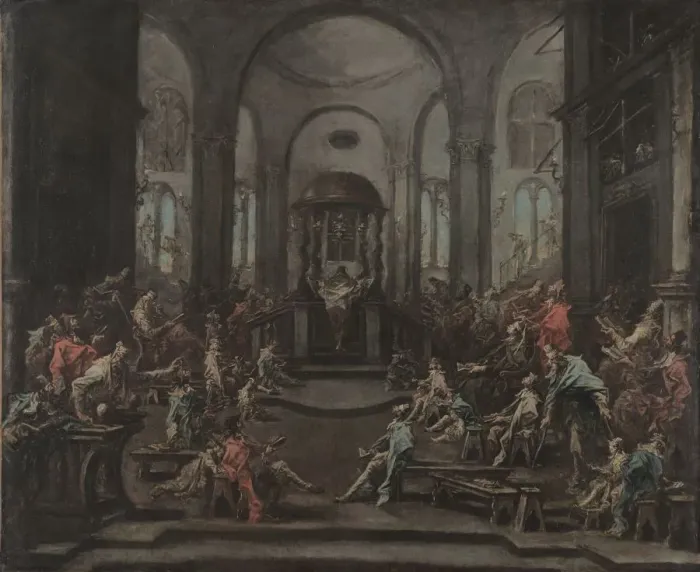 Framed Print : Interior of a Synagogue, c. 1725-1735. Creator: Alessandro Magnasco (Italian, 1667-1749) Framed Print : Interior of a Synagogue, c. 1725-1735. Creator: Alessandro Magnasco (Italian, 1667-1749)