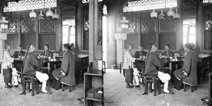 Framed Print : The interior of a tea-house, Hong Kong, 1868 / 1871. Creator: John Thomson Framed Print : The interior of a tea-house, Hong Kong, 1868 / 1871. Creator: John Thomson