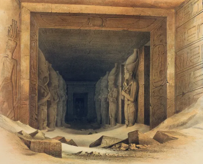 Framed Print : Interior of the Temple of Abou Simbel, Egypt, 1842-1845. Artist: E Weidenbach Framed Print : Interior of the Temple of Abou Simbel, Egypt, 1842-1845. Artist: E Weidenbach